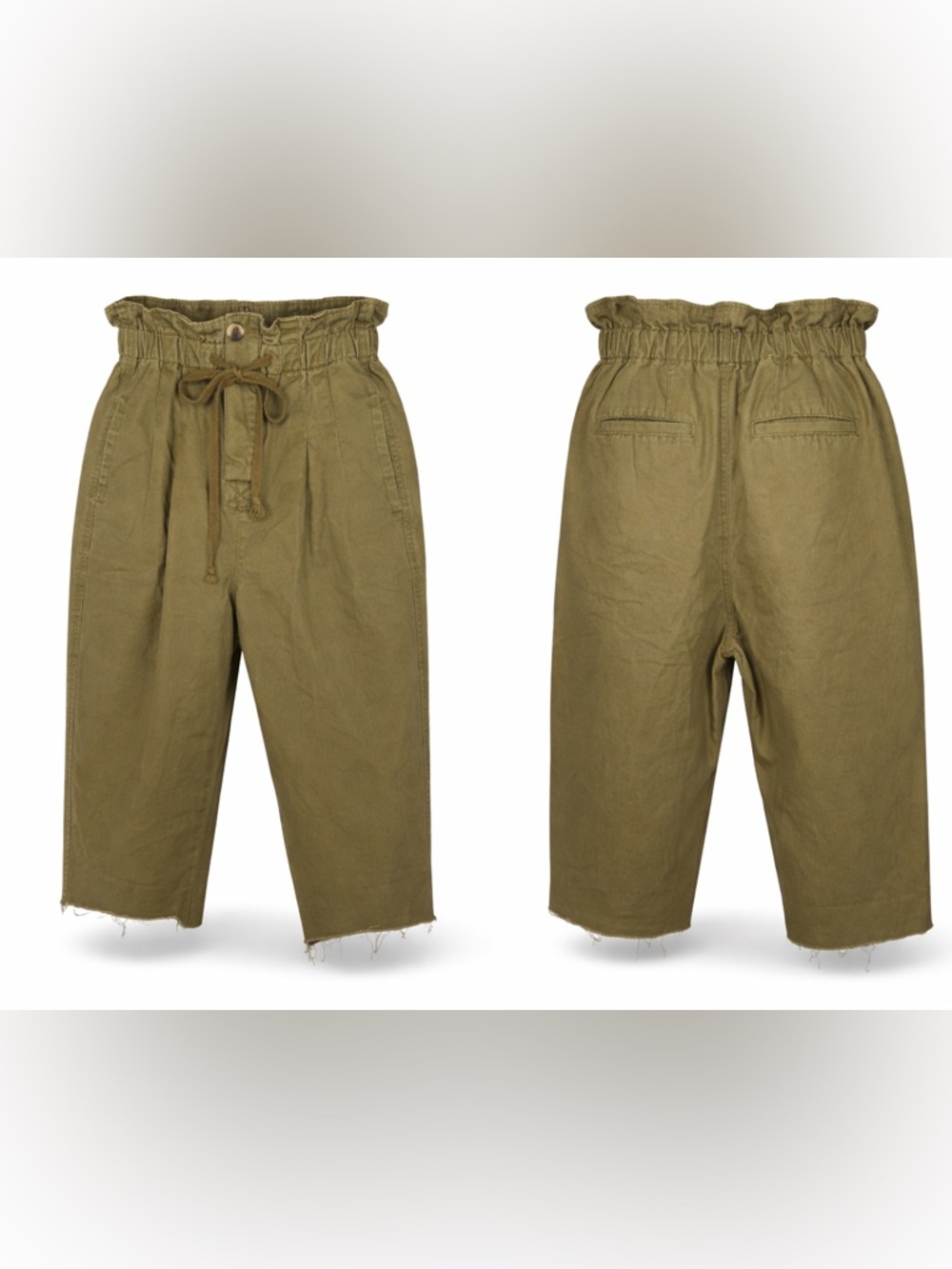 Zenana Outfitters Ribcage Paperbag Long Shorts